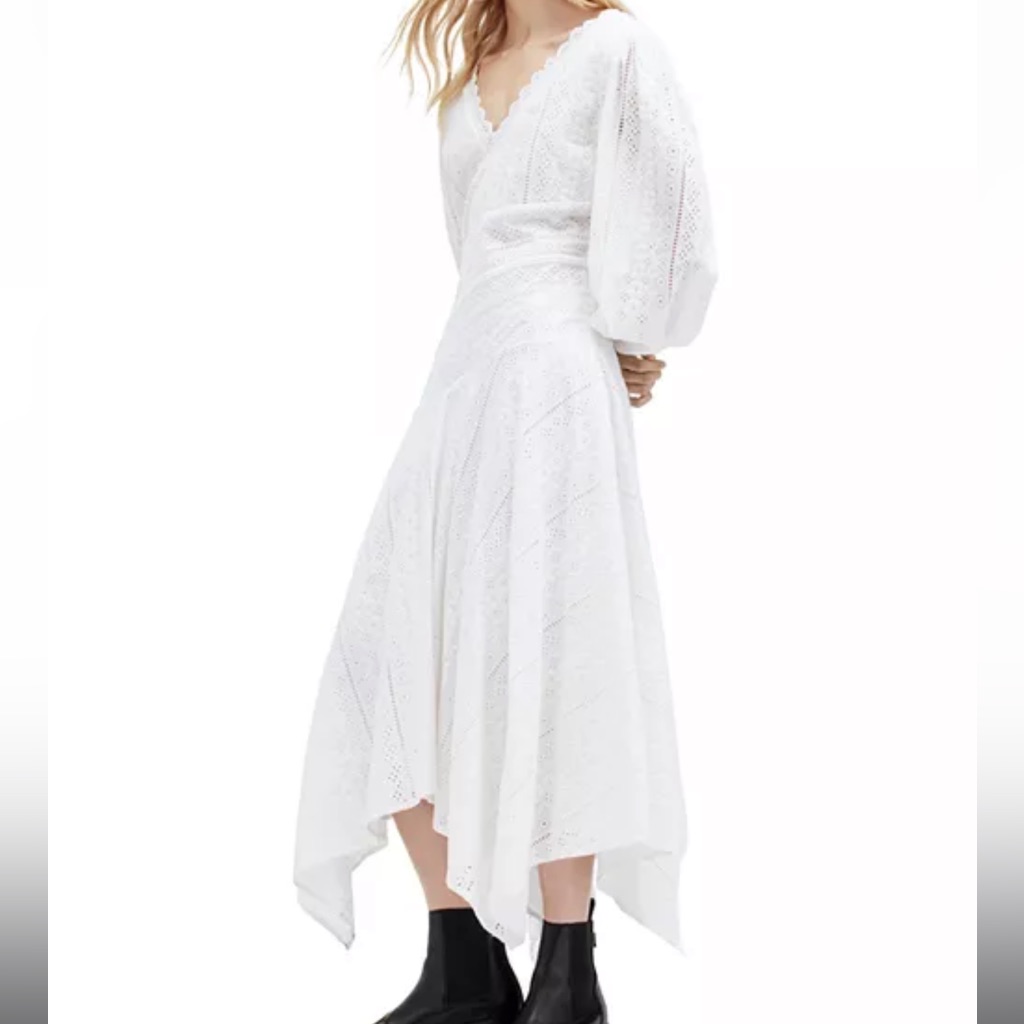 Nwt All Saints Aviana White Embroidery Prairie Long Dress Sz 0 Host Pick!!